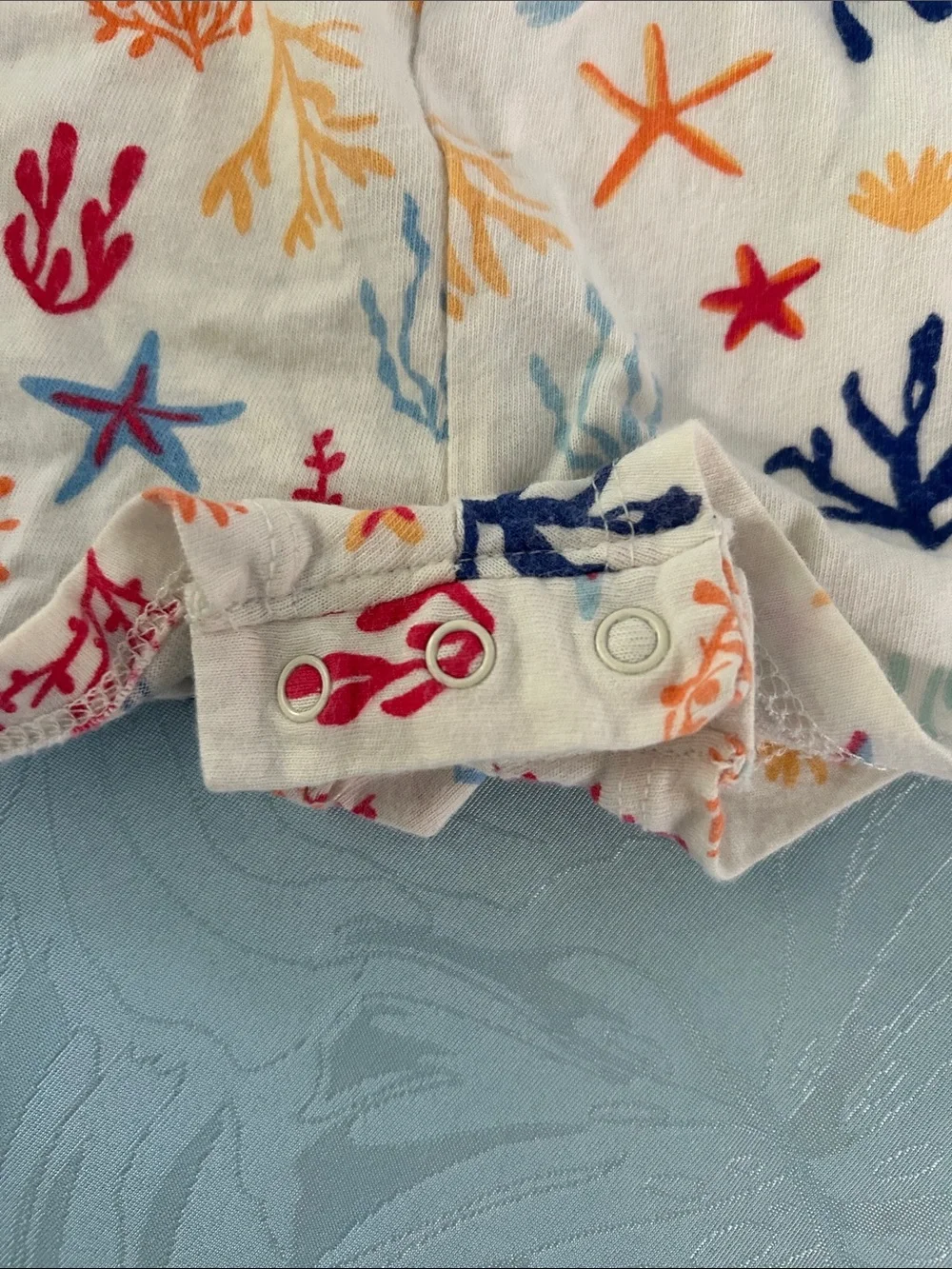 Old Navy White Ocean Print Toddler Romper with Multicolor Sea Motifs